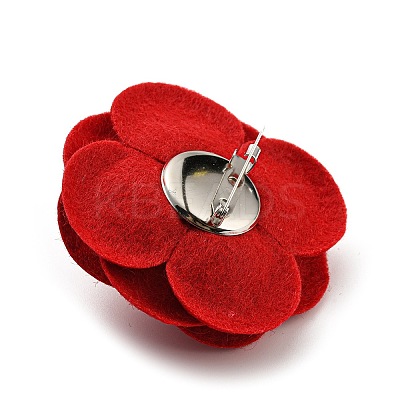 Cloth Art Camelia Brooch Pins AJEW-Q147-01C-1