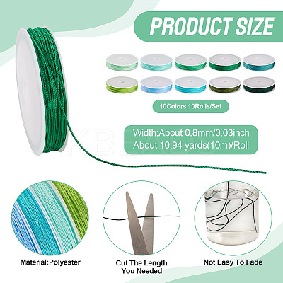 10Pcs 10 Colors Polyester Cord OCOR-TAC0040-01C-1