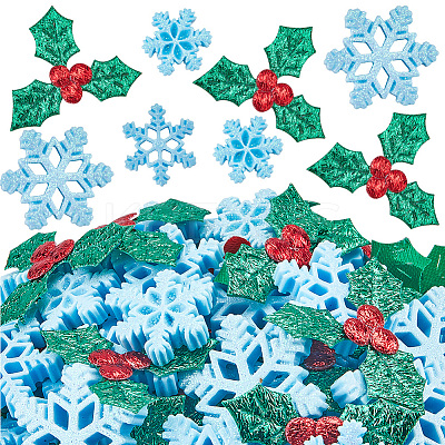 160Pcs 4 Styles Christmas Theme Opaque Resin Cabochons RESI-SC0005-80B-1