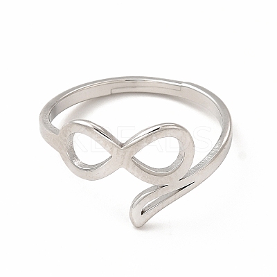 Non-Tarnish 304 Stainless Steel Hollow Out Infinity Finger Ring for Women RJEW-B027-14P-1