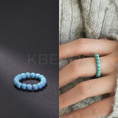 Synthetic Turquoise Stretchy Finger Rings FS-WG01730-17-1