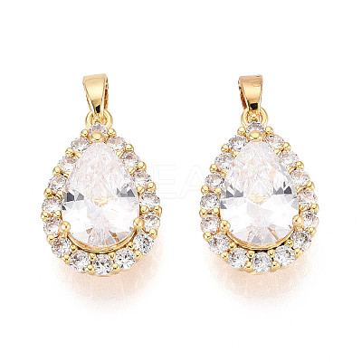 Brass Micro Pave Cubic Zirconia Pendants KK-N272-01G-01-1