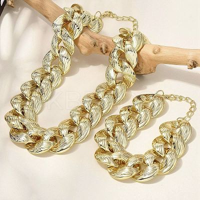 Electroplated CCB Curb Chain Necklace & Bracelets Set SJEW-G084-01G-1