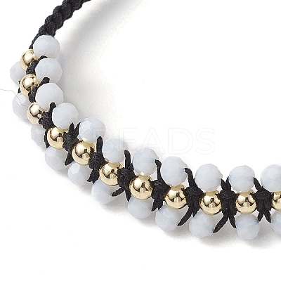 Adjustable Faceted Glass Nylon Cord Braided Bead Bracelets for Women Men BJEW-JB10369-1