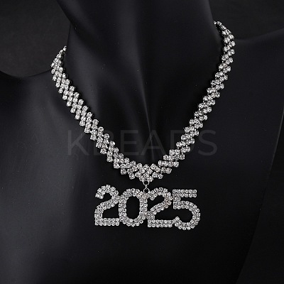 Brass Full Crystal Rhinestone 2025 Pendant Necklaces for Women LS-NJEW-Q005-01P-1