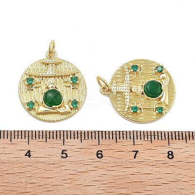 Rack Plating Brass Green Cubic Zirconia Pendants KK-Q006-34G-1