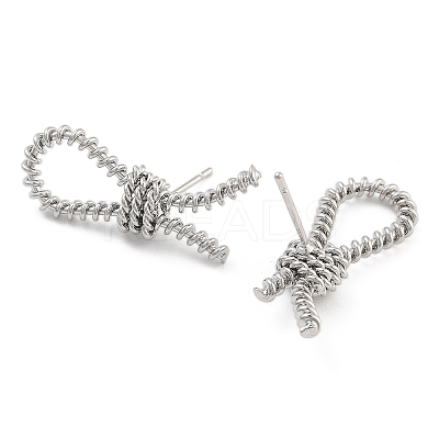 Knot Brass Stud Earrings for Women EJEW-S216-04B-P-1