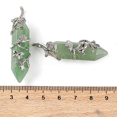 Natural Green Aventurine Double Terminal Pointed Pendants G-C144-03P-10-1