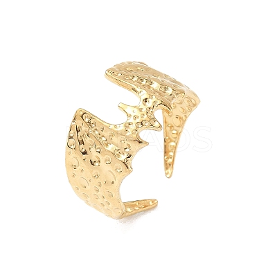 Bat Hammered 304 Stainless Steel Cuff Rings RJEW-S626-03G-1