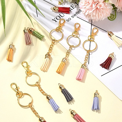 160Pcs 14 Styles Faux Suede Tassel Pendant Decorations DIY-YW0009-98-1