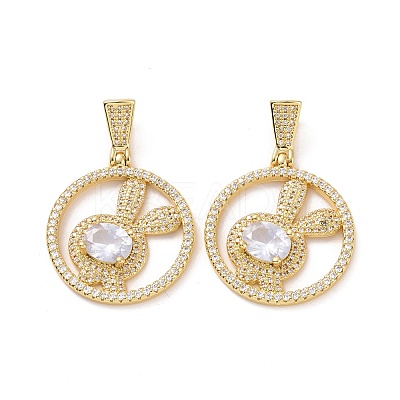 Brass Micro Pave Cubic Zirconia Pendants ZIRC-F134-26G-01-1