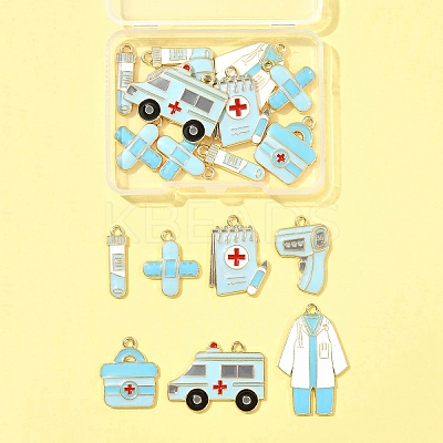 18Pcs 7 Styles Medical Theme Alloy Enamel Pendants FIND-FS0004-32B-1