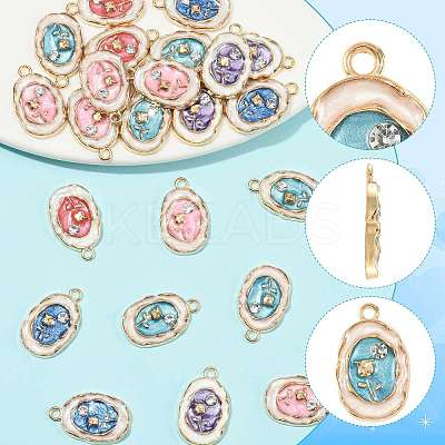 24Pcs Alloy Enamel Pendants ENAM-FS0004-50-1