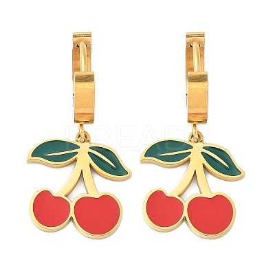304 Stainless Steel Enamel Hoop Earrings EJEW-M080-01G-1
