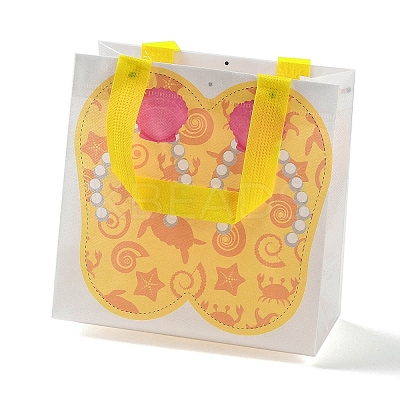 Summer Beach Theme Printed Flip Flops Non-Woven Reusable Folding Gift Bags with Handle LS-ABAG-F009-E11-1