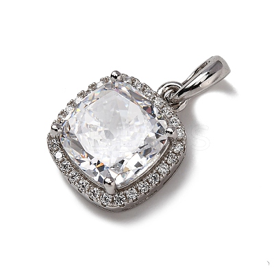 925 Sterling Silver Pave Clear Cubic Zirconia Pendants STER-F063-01A-01-1