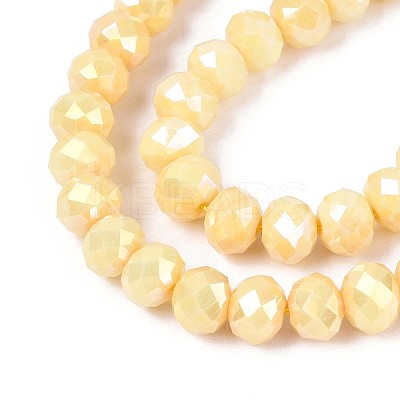 Anti-Tarnish Electroplate Rondelle Glass Beads Strands EGLA-T021-8mm-17-06-1