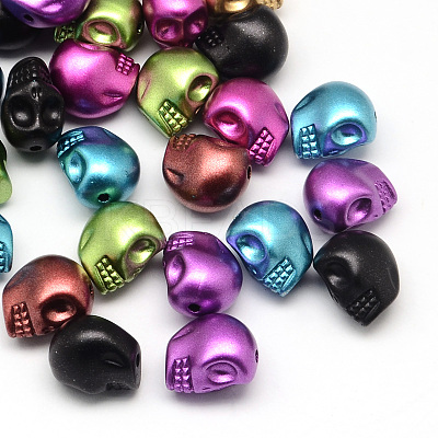 Matte Spray Painted Skull Acrylic Beads X-ACRP-Q017-02-1