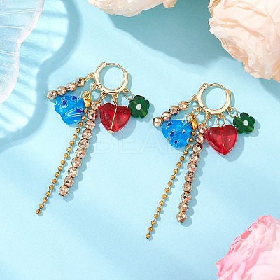 Lmapwork Heart with Flower Hoop Earrings EJEW-JE06253-1