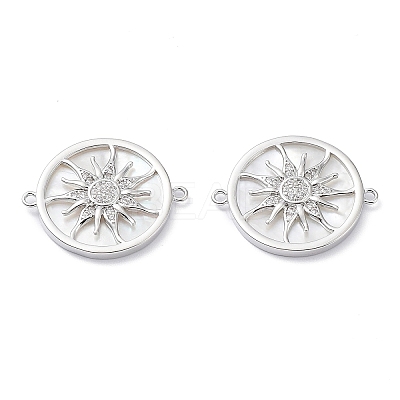 Rack Plating Brass Micro Pave Clear Cubic Zirconia Connector Charms KK-A183-55A-P-1