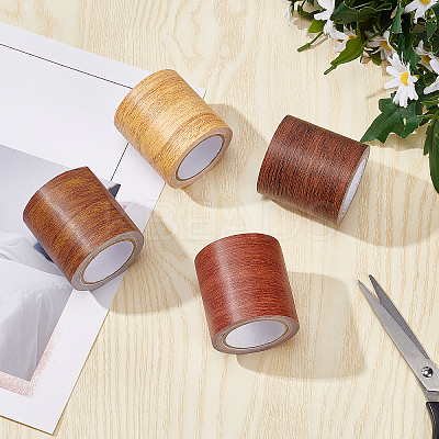Non-woven Fabrics Imitation Wood Grain Adhesive Tape DIY-GF0005-15C-1