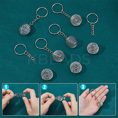 Iron Spiral Bead Cage Keychain KEYC-DC00004-1