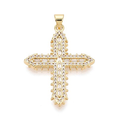Brass Micro Pave Clear Cubic Zirconia Pendants KK-N268-93G-1