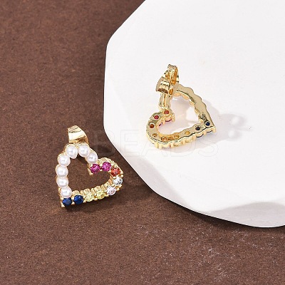 Hollow Heart Brass Micro Pave Cubic Zirconia Stud Earrings EJEW-A152-05G-1