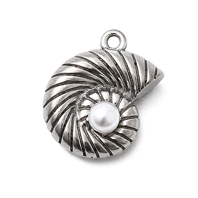 304 Stainless Steel & ABS Plastic Pearl Pendants STAS-G369-04P-02-1