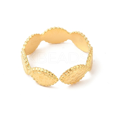 Ion Plating(IP) 304 Stainless Steel Horse Eye Open Cuff Ring for Women RJEW-E063-26G-1