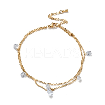 PVD Vacuum Plating 304 Stainless Steel Cable Chains Multi-strand Anklet AJEW-A036-13G-1