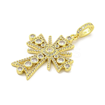 Rack Plating Brass Micro Pave Clear Cubic Zirconia Pendants KK-B091-24G-1