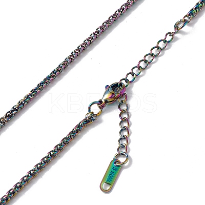 Ion Plating(IP) 304 Stainless Steel Wheat Chain Necklace for Men Women NJEW-K245-021A-1