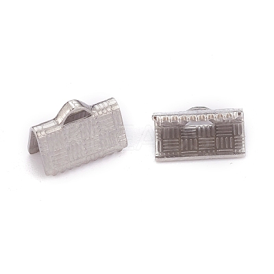 Tarnish Resistant 304 Stainless Steel Ribbon Crimp Ends STAS-P249-27B-P-1