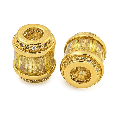 Rack Plating Brass Micro Pave Cubic Zirconia European Beads KK-F089-31G-06-1