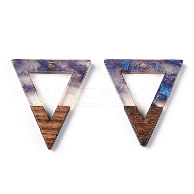 Transparent Resin & Walnut Wood Pendants RESI-ZX017-42-1