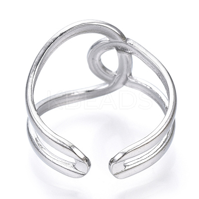 Non-Tarnish 304 Stainless Steel Knot Open Cuff Ring RJEW-N040-06-1