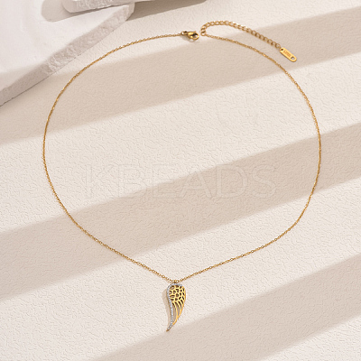 Stainless Steel Crystal Rhinestone Hollow Wing Pendant Necklaces for Women Daily Wear JF5820-1