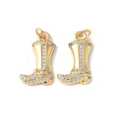 Brass Micro Pave Clear Cubic Zirconia Pendants ZIRC-I071-05G-1