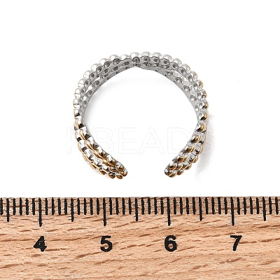 Adjustable 304 Stainless Steel Cuff Rings for Women RJEW-B150-01GP-10-1