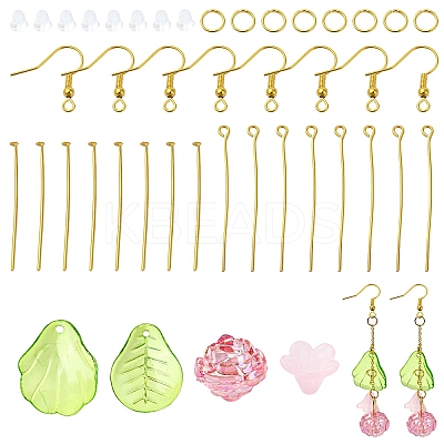 DIY Flower Leaf Acrylic Dangle Earring Jewelry Making Kits DIY-YW0010-07-1
