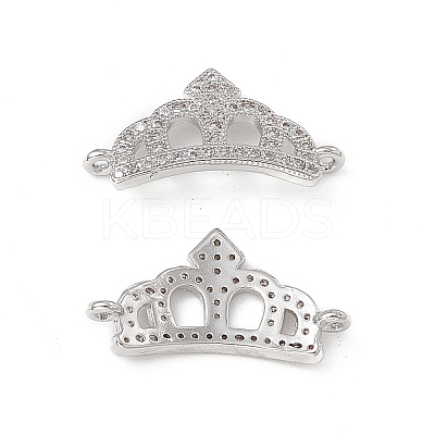 Brass Micro Pave Clear Cubic Zirconia Connector Charms KK-E068-VB046-1