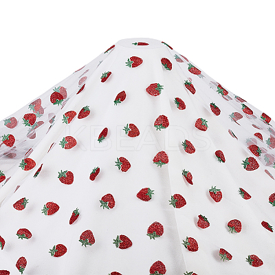 Strawberry Pattern Sequin Mesh Nylon Lace Fabric DIY-WH0453-03-1