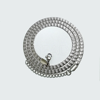 Non-Tarnish 201 Stainless Steel Herringbone Chain Necklaces NJEW-P282-01P-1