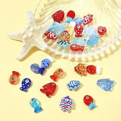 14Pcs 14 Styles Painted Glass Beads LAMP-FS0001-65-1