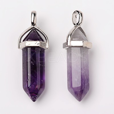 Natural Amethyst Double Terminated Pointed Pendants X-G-F295-05C-1