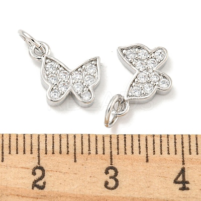 Rack Plating Brass Micro Pave Clear Cubic Zirconia Pendants KK-B093-13B-P-1