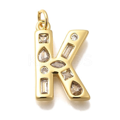 Brass Micro Pave Clear Cubic Zirconia Pendants KK-G521-01G-K-1