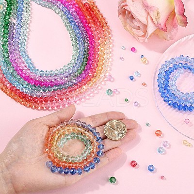10Strands 10 Colors Transparent Painted Glass Beads Strands DGLA-YW0001-39A-1
