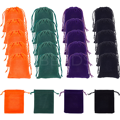 24Pcs 4 Colors Velvet Cloth Drawstring Pouches TP-BC0001-04-1